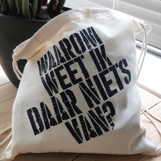 Katoenen rugzak met tekst