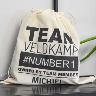 Katoenen rugzak met tekst - Team