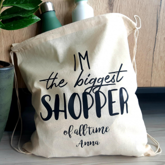 Katoenen rugzak met tekst - Biggest shopper