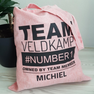 Gerecyclede katoenen tas met tekst - Team