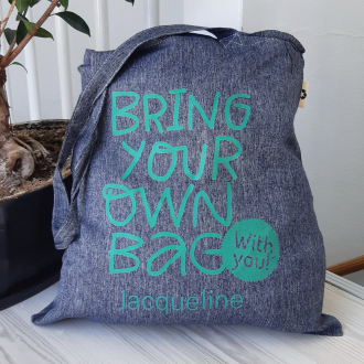 Gerecyclede katoenen tas met graphic - Bring your own bag