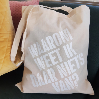 Fairtrade katoenen tas met tekst