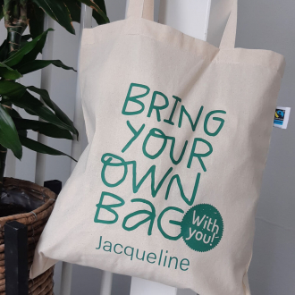 Fairtrade katoenen tas met graphic - Bring your own bag