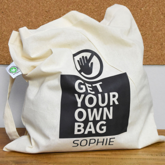 Fairtrade katoenen tas met graphic - Get your own bag
